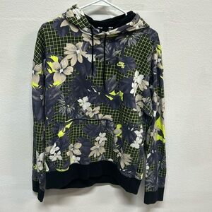 Nike Floral Grid Hoodie - Black, Green, Yellow